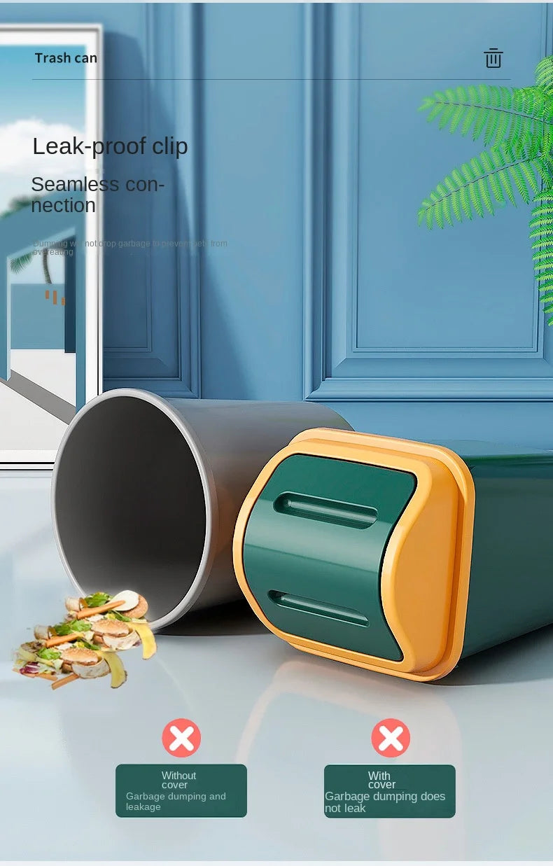 Trash can household bathroom toilet kitchen living room with cover bedroom large capacity shaking cover storage bucket