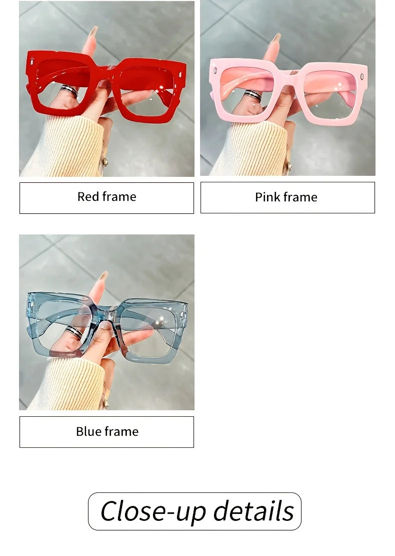 Vintage Glasses Square Full Rim Spectacles Unisex, Anti-Reflective Coating, Fashionable Transparent Lenses, Daily Wear Eyewear