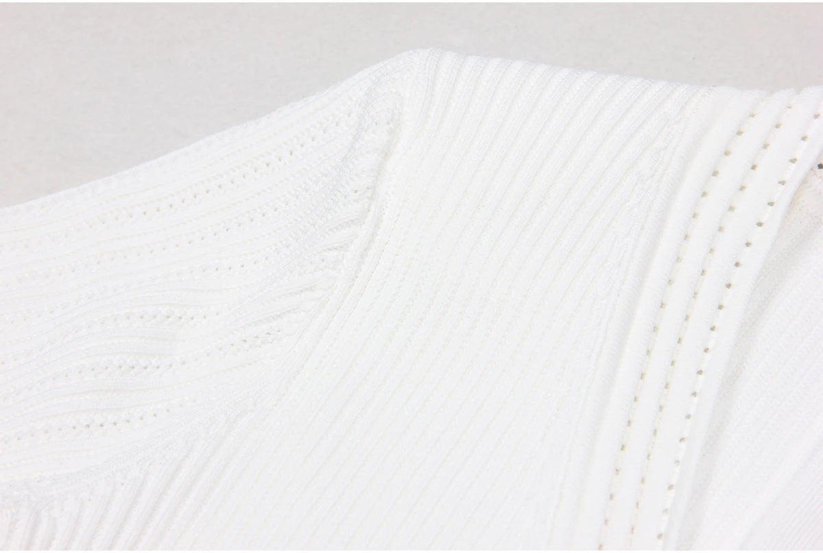 Spring And Summer New Fashionable Knitted Elastic Solid Color Short Sleeved Double Breasted Slim Fit Fishtail Women's Dress