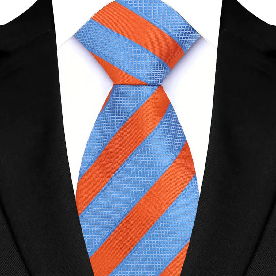 New Men's Tie Classic Stripes 8cm Jacquard Daily Wear Red Blue Green Necktie Cravat Wedding Party Dress Accessories Gift For Man