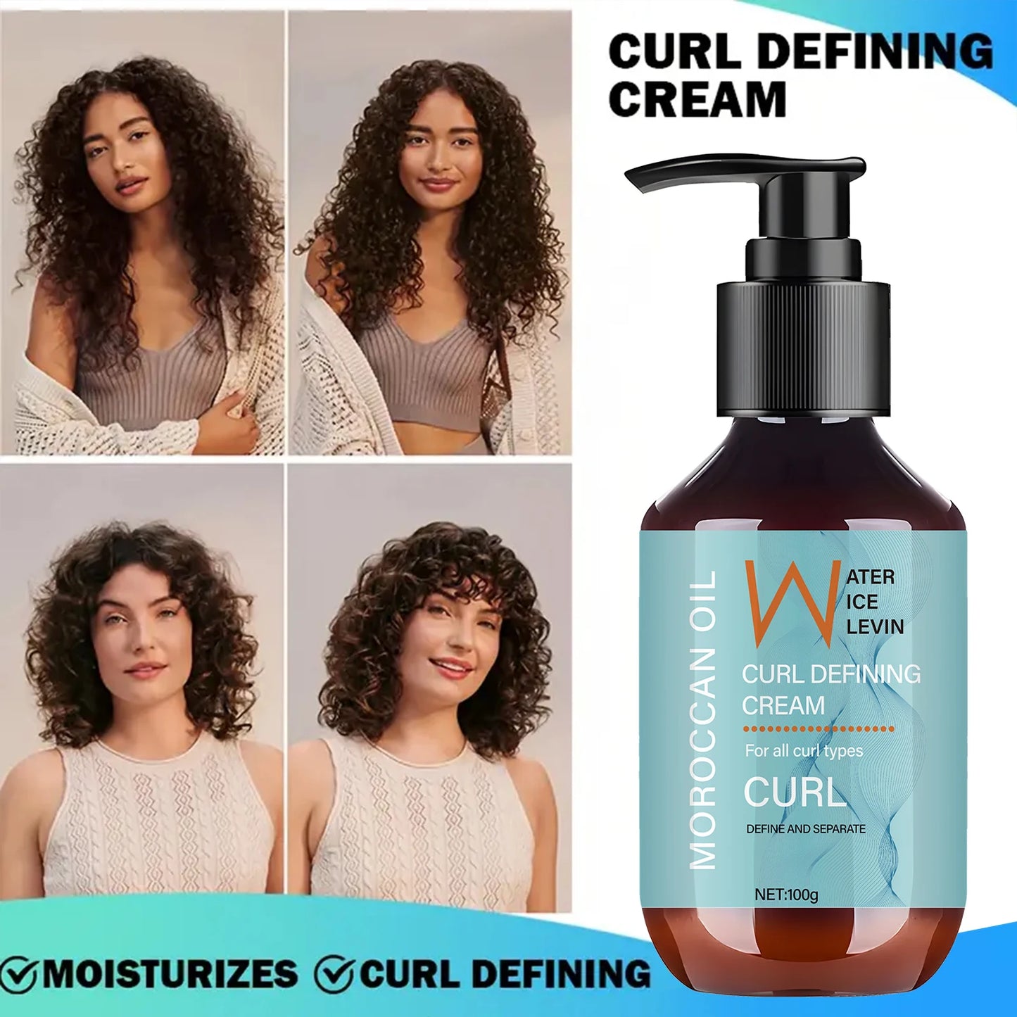 Curl Defining Cream For Curly Hair 1+1 Pack 100g With Biotin Collagen Keratin Vitamin C Moisturizing Frizz Control Styling Cheap