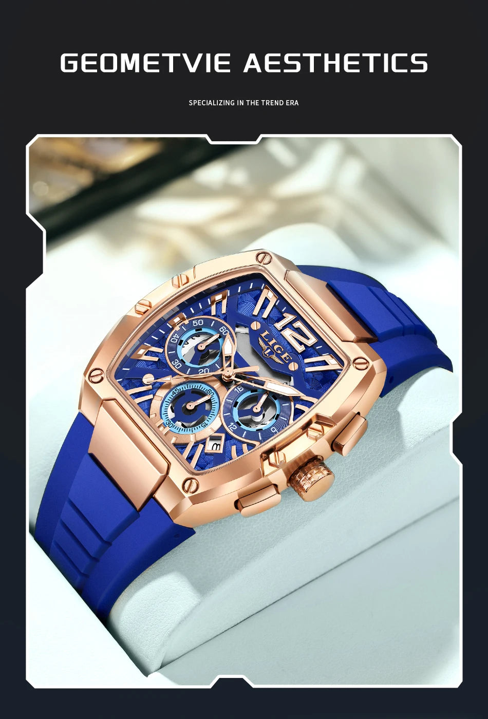 LIGE Original Brand Fashion Mens Watches Sport Military Chronograph Calendar Silicone Strap Quartz Wristwatch Relogio Masculino