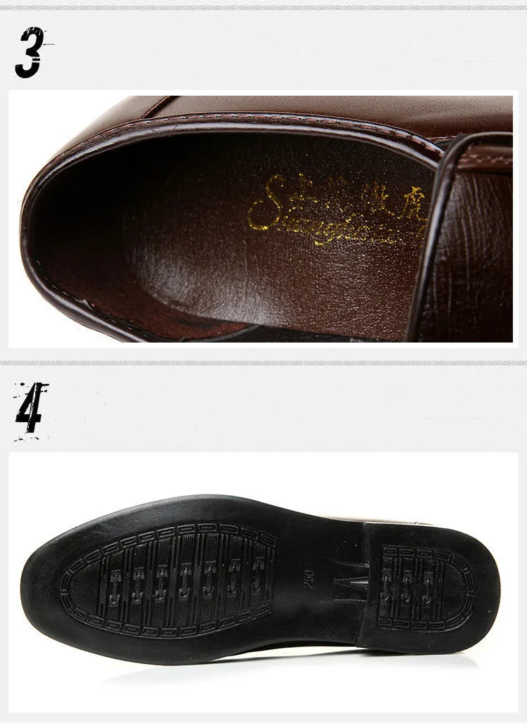 Men's Dress Shoes New Brand Men Business Leather Formal Flat Shoes for Work Office Men Round Shoe Breathable Party Wedding Shoes