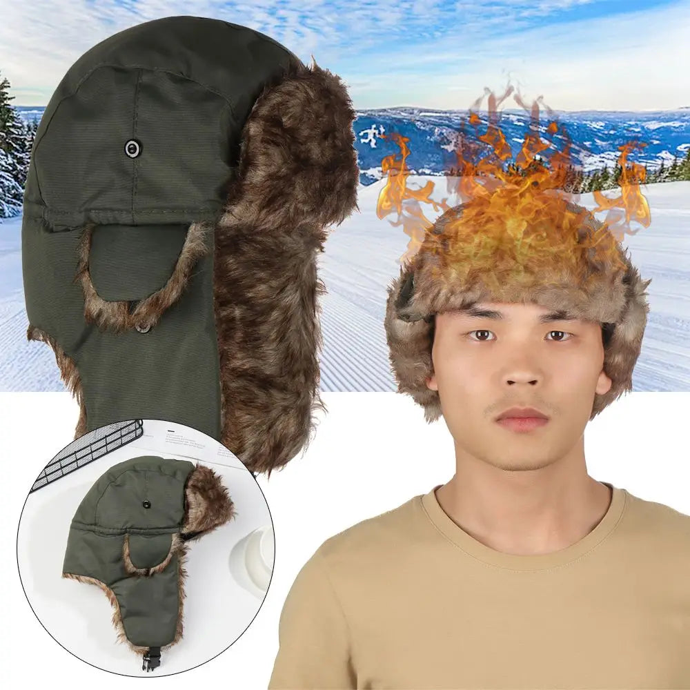 Warm Trapper Earflap Winter Cap Russian Ushanka Ski Hat Winter Hats
