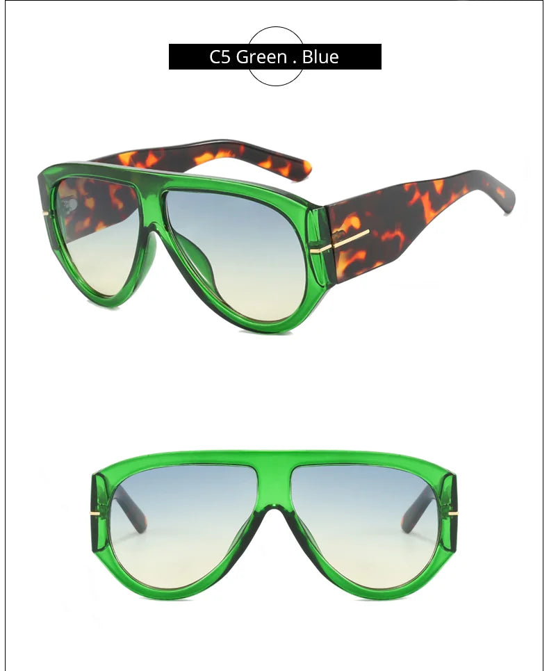 2025 Oversized Pilot Sunglasses for Women Men UV Protection Stylish Eyewear Thick Frame Unique Luxury Designer Sun Glasses Shade