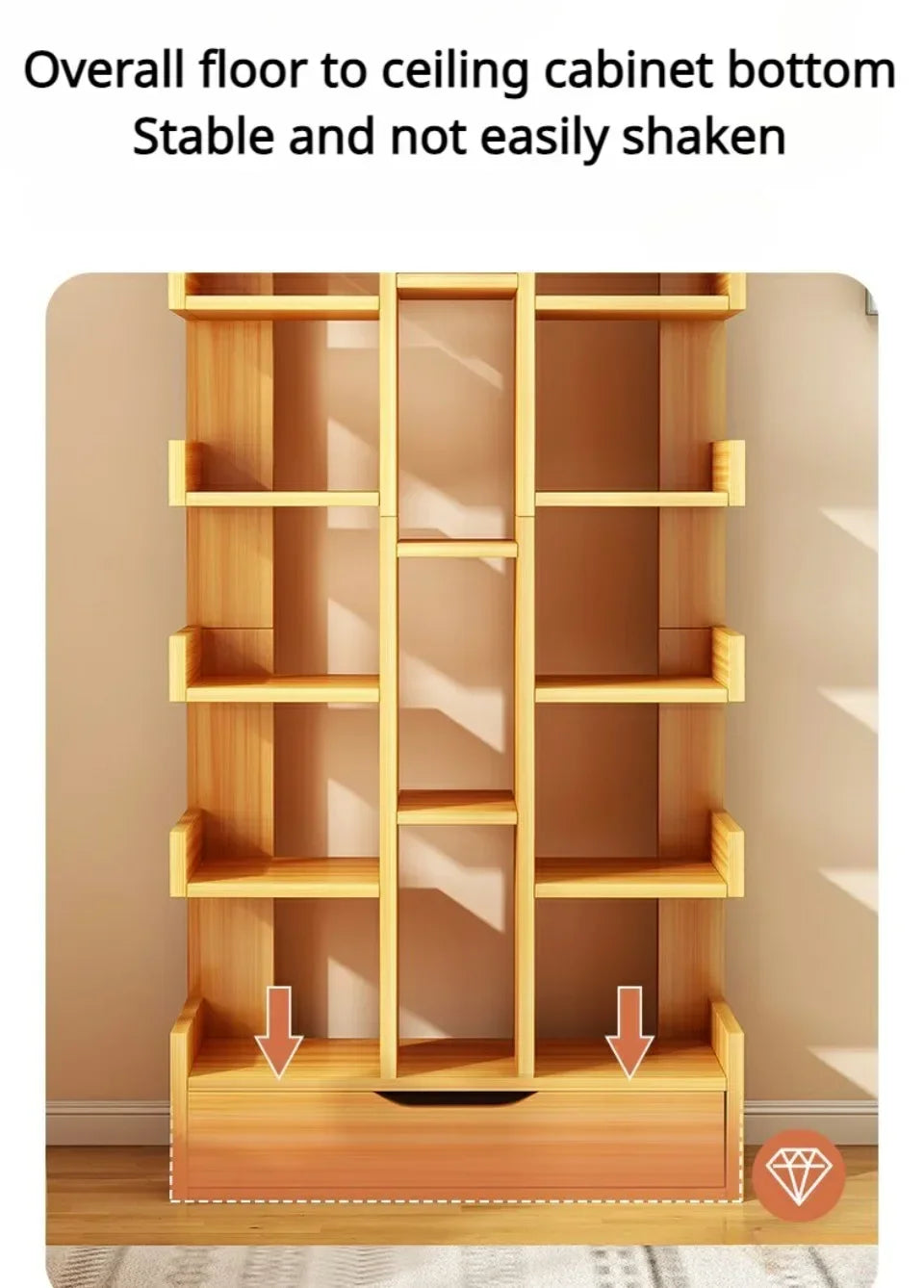 Multi-Level Bookshelf Floor Standing Storage Racks Office Display High Load-bearing Space Saving Stable and Durable Bookshelf