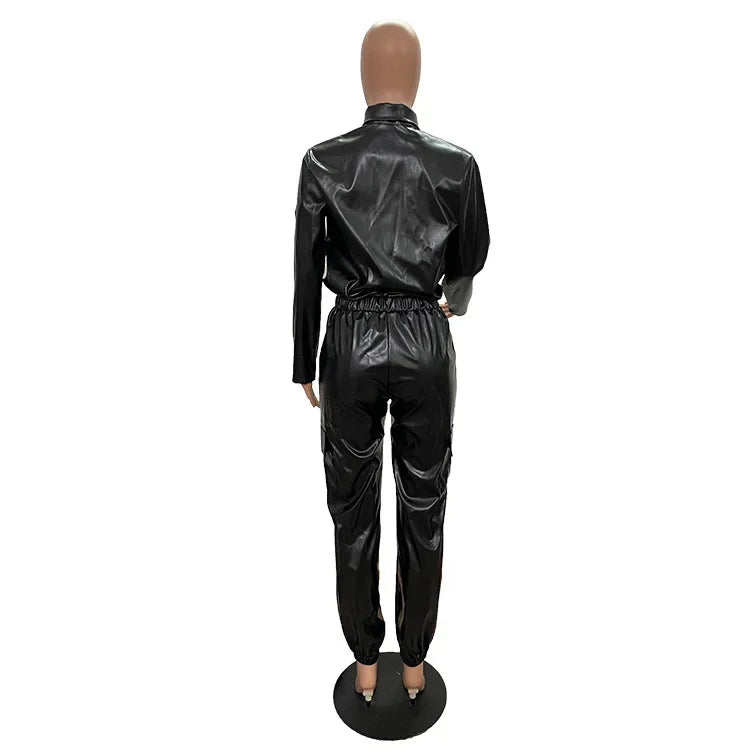 Women Pants Sets Two Piece Long Sleeve Cardigan Hidden Breasted Solid Zipper Fly Pencil Pants Slim Fit High Street Pockets