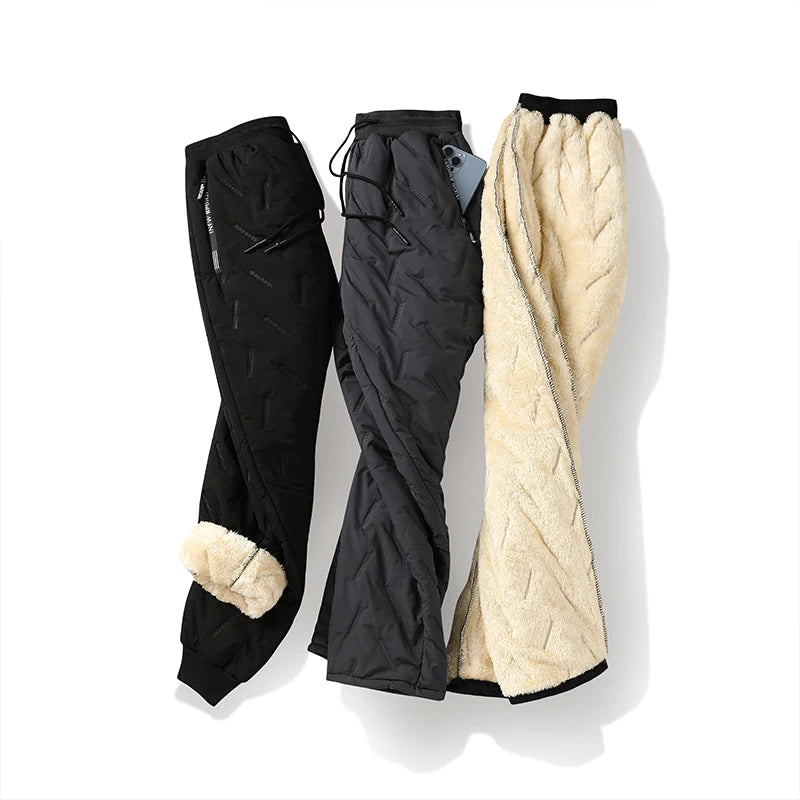 Men Winter Casual Pants 2024 New Thick Lambswool Windbreak Warm Pant Men Fashion Joggers Fleece-Lined Trousers Men Plus Size 8XL