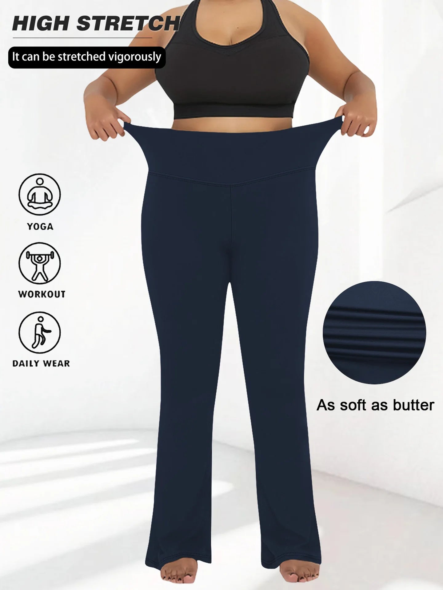 Plus Size Flared Yoga Pants High Waist Tummy Control Wide Leg Elastic Spring Autumn Slim Fitness Leggings