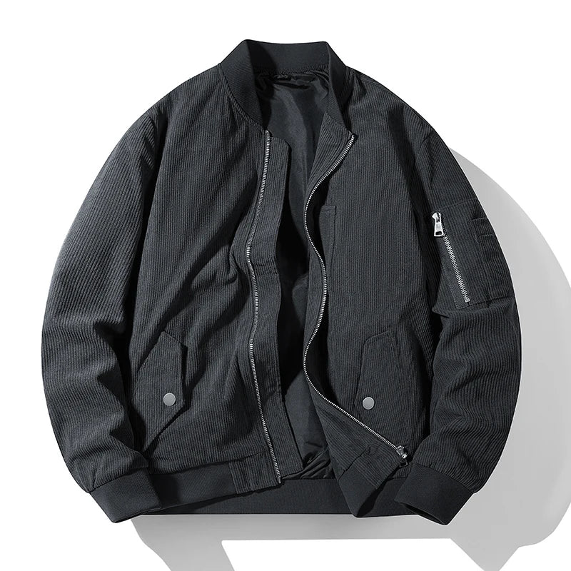 Men's Baseball Suit Spring and Autumn Fashion Loose Corduroy Trendy High Street Stand up Collar Coat Men Versatile Flying Jacket