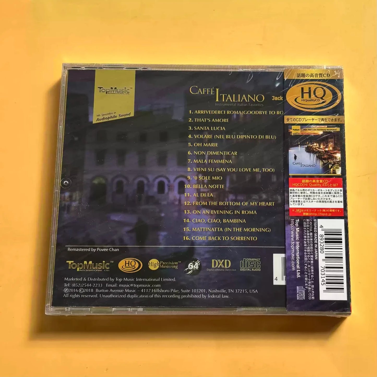 Jack Jezzro "Caffé Italiano" Instrumental Italian Favorites TopMusic HQCD Audiophile Jazz Crossover Limited Numbered CD