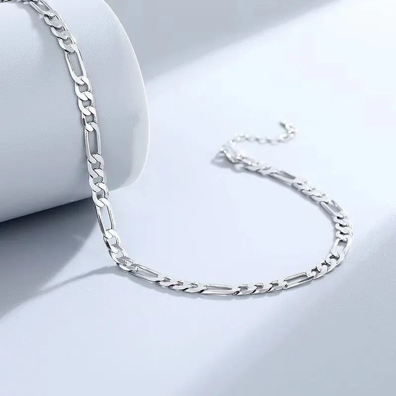 Hot luxury 925 sterling Silver Bracelets Anklet y2k 4MM chain for Women men Wedding Pretty Jewelry Accessories Fashion gifts