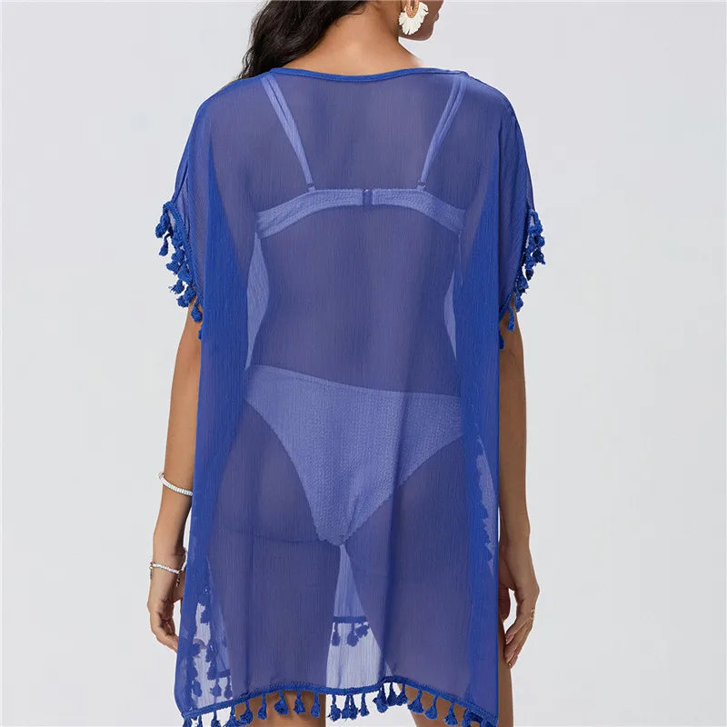 Summer Beach Cover Up For Women Lace Hollow Crochet Swimsuit Beach Dress