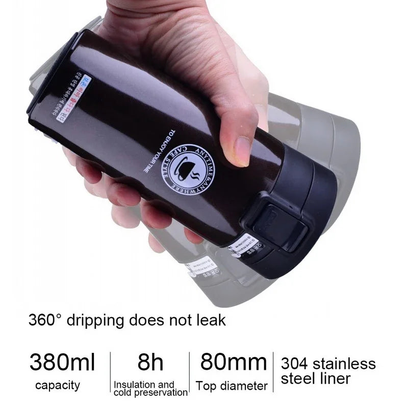 380ml Double 304 Stainless Steel Coffee Mug Leak-Proof Thermos Mug Travel Thermal Cup Water Bottle Thermos Cup
