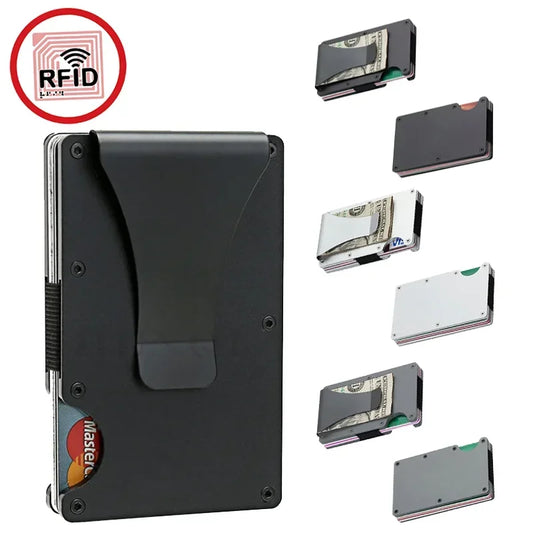 1PC ANTI RFID Blocking Minimalist Card Holder Wallet for Men 2025 Slim Mini Fashion Wallet - Metal Wallet with Money Clip Unisex
