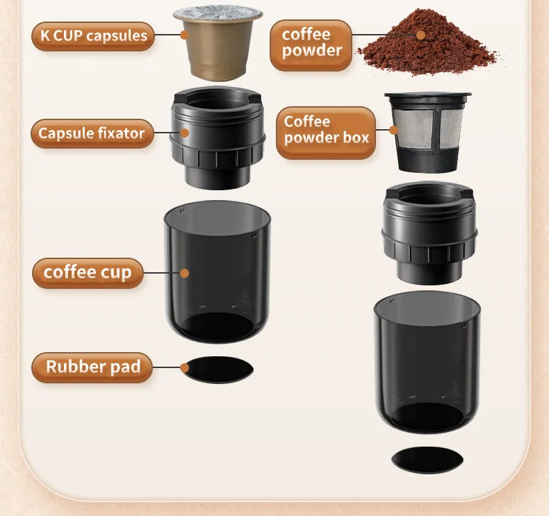 JFBONIN Electric Portable Coffee Machine Capsule Ground Coffee Brewer for Coffee Powder And Coffee Capsule - Coffee Maker