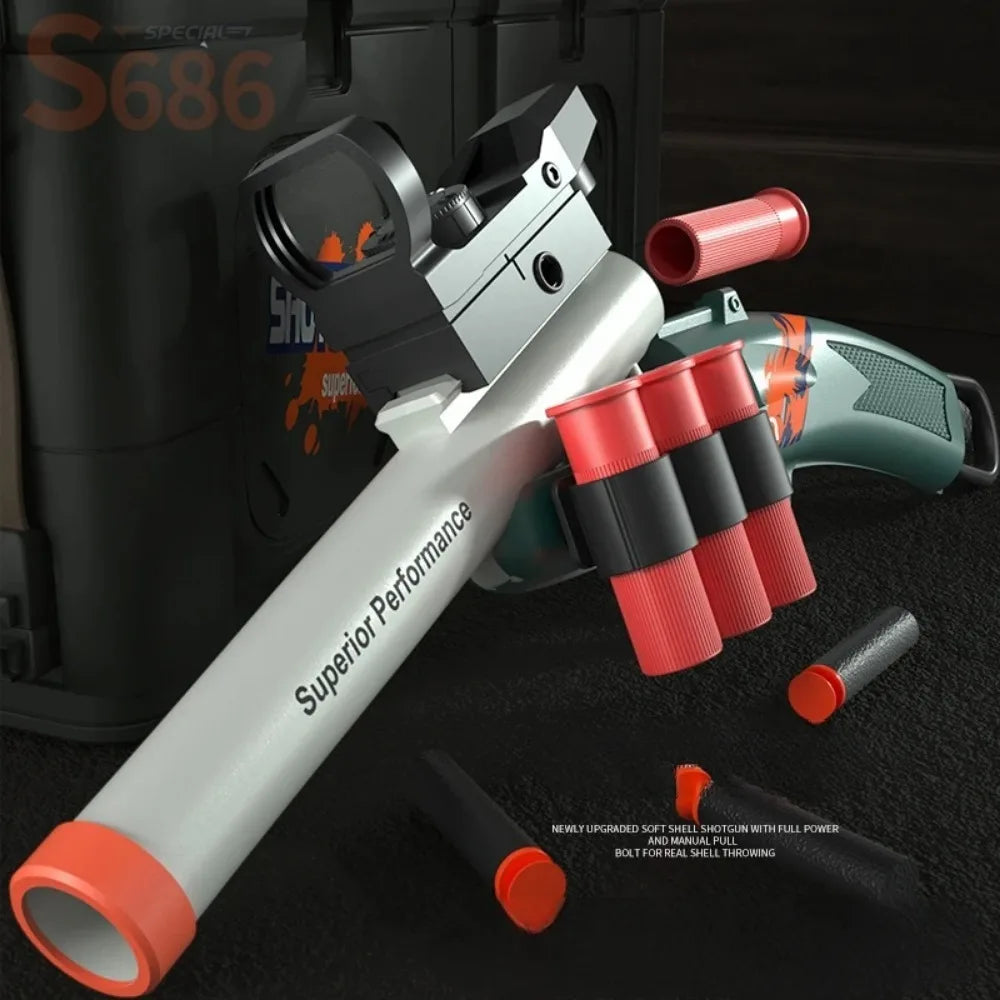 S686 Spray Shell Soft Bullet Gun Can Be Fired Toy Gun Manually Loaded Outdoor Sport CS Game Weapon for Children Boys Gift