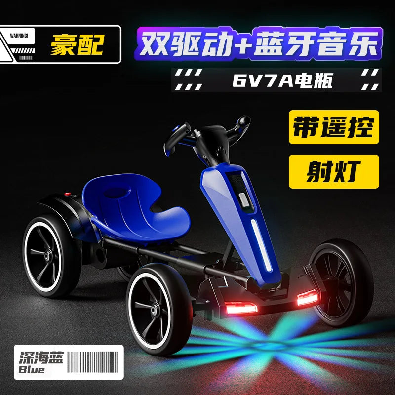 With Led Light And Music Kids Electric Kart, Four-wheel Can Ride On Remote-controlled Toy Car for Ages 1-3 To 6
