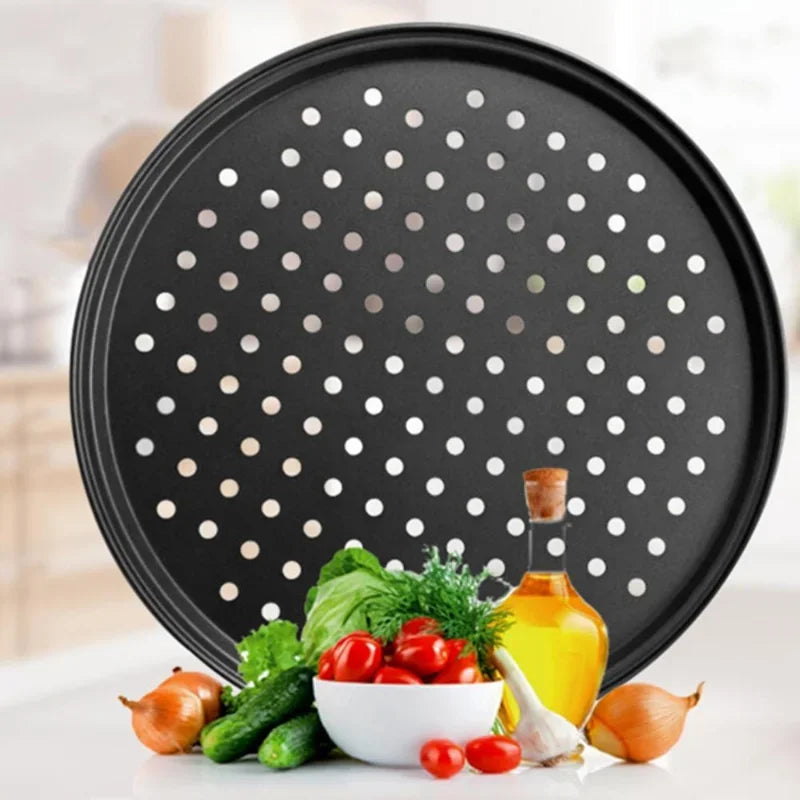 Household Pizza Pans with Holes Breathable Non-Stick Professional Baking Tray for Restaurant Home Grill Barbecue Baking Tools