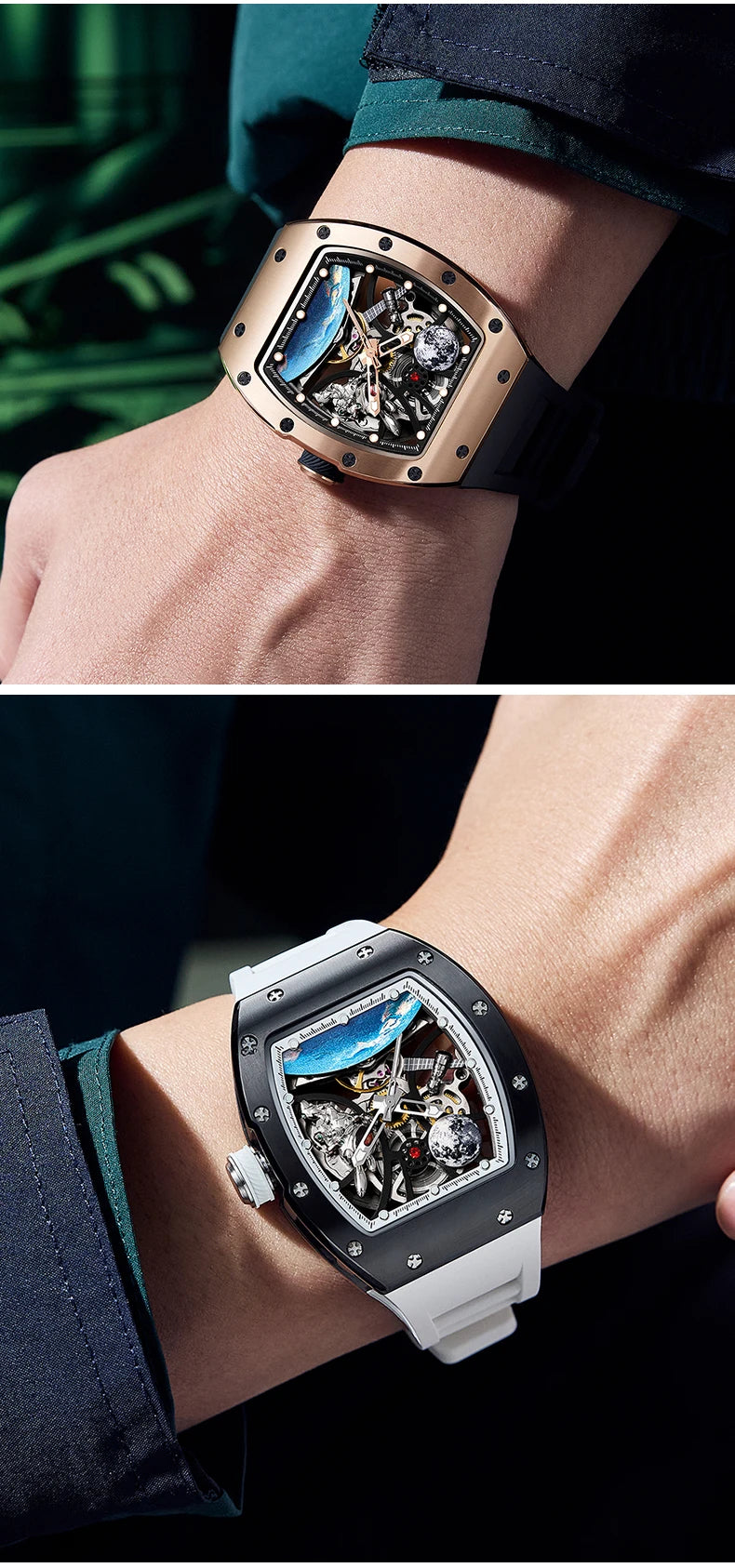 Hollow Automatic Mechanical Watch 5ATM Waterproof Sports Silicone Strap Custom Logo High-Quality Wristwatch Active Lifestyle