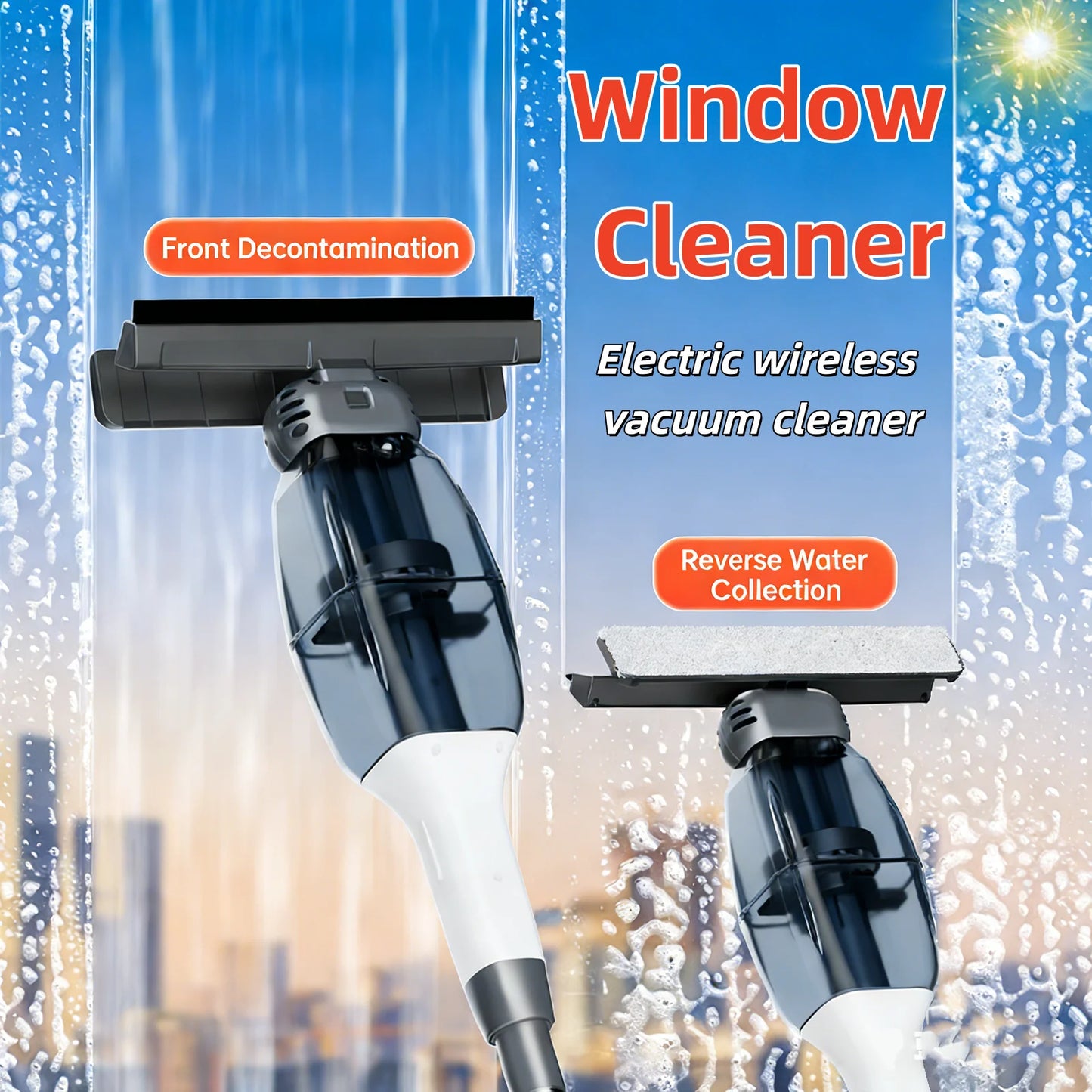 Window Cleaner Electric Glass Handheld Cordless Window Cleaning Tools Multifunctional Wireless USB Rechargeable Vacuum Cleaner