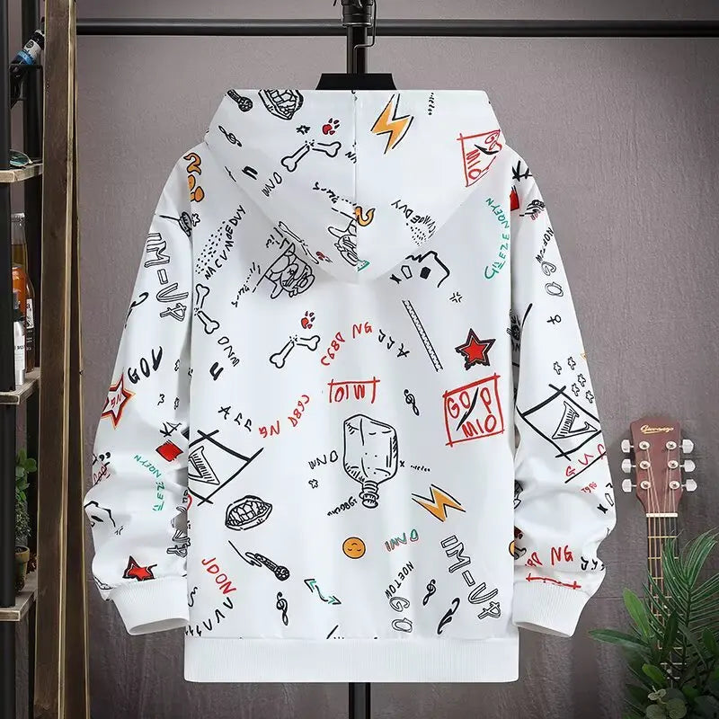 Spring New Arrival Men's Pullover Hoodie Korean Style High Street Harajuku Hooded Sweatshirt  Loose Fit Fashion Men's Clothing