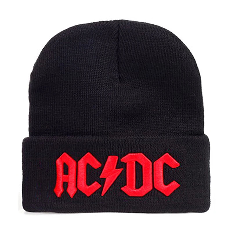 2025 Fashion New Simple Knitted Hat ACDC Embroidered Bean Hat Outdoor Daily Commuter Borderless Hat Windproof Warm Hip Hop Hat
