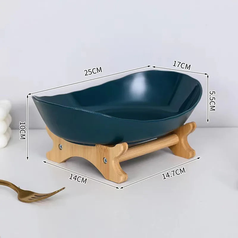 Partitioned Wooden Serving Tray, Natural Bamboo Snack & Fruit Platter for Kitchen Table, Perfect for Party, Family, Housewarming