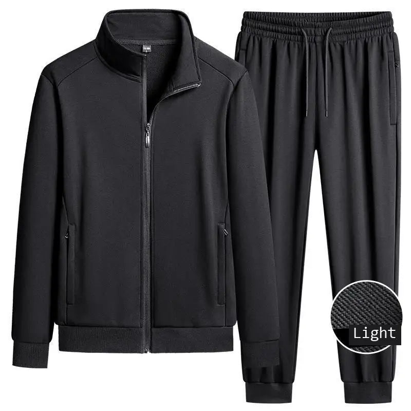 Spring Autumn Pure Cotton Stand Collar Sports Suit Set Thin Casual Workout  Men's Sweatshirt Jack And Pant Suit Two Piece Set