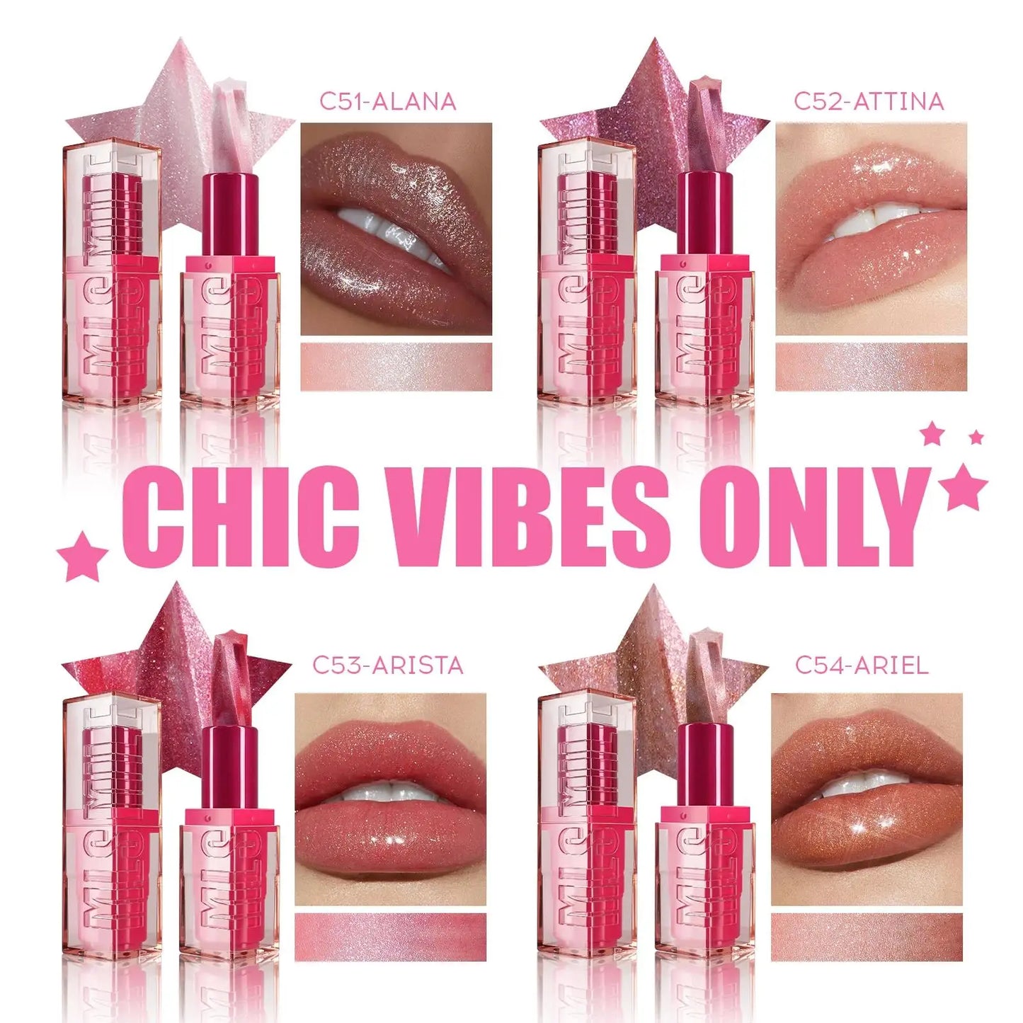 Spiral Star Lipstick Moisturizing Waterproof Matte Glitter Marble Non Stick Long Lasting Lip Gloss Pearlescent Shine