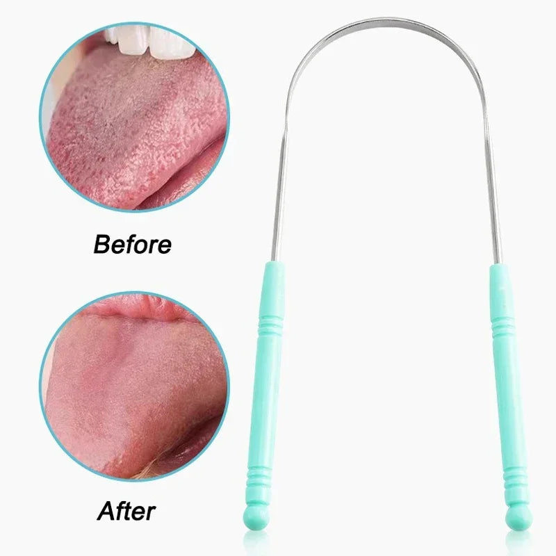 Tounge Scrapers Limpiador De Lengua Stainless Steel Fresh Breath Cleaning Coated Tongue Toothbrush Oral Hygiene U-shaped Metal