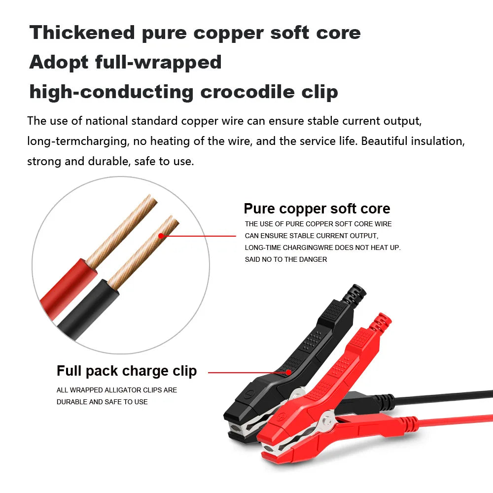 EAFC 12V 7A Car Battery Charger Smart Multiple Protection AGM Lithium Iron Lead-acid Charger for Car SUV RV Motorcycle Truck