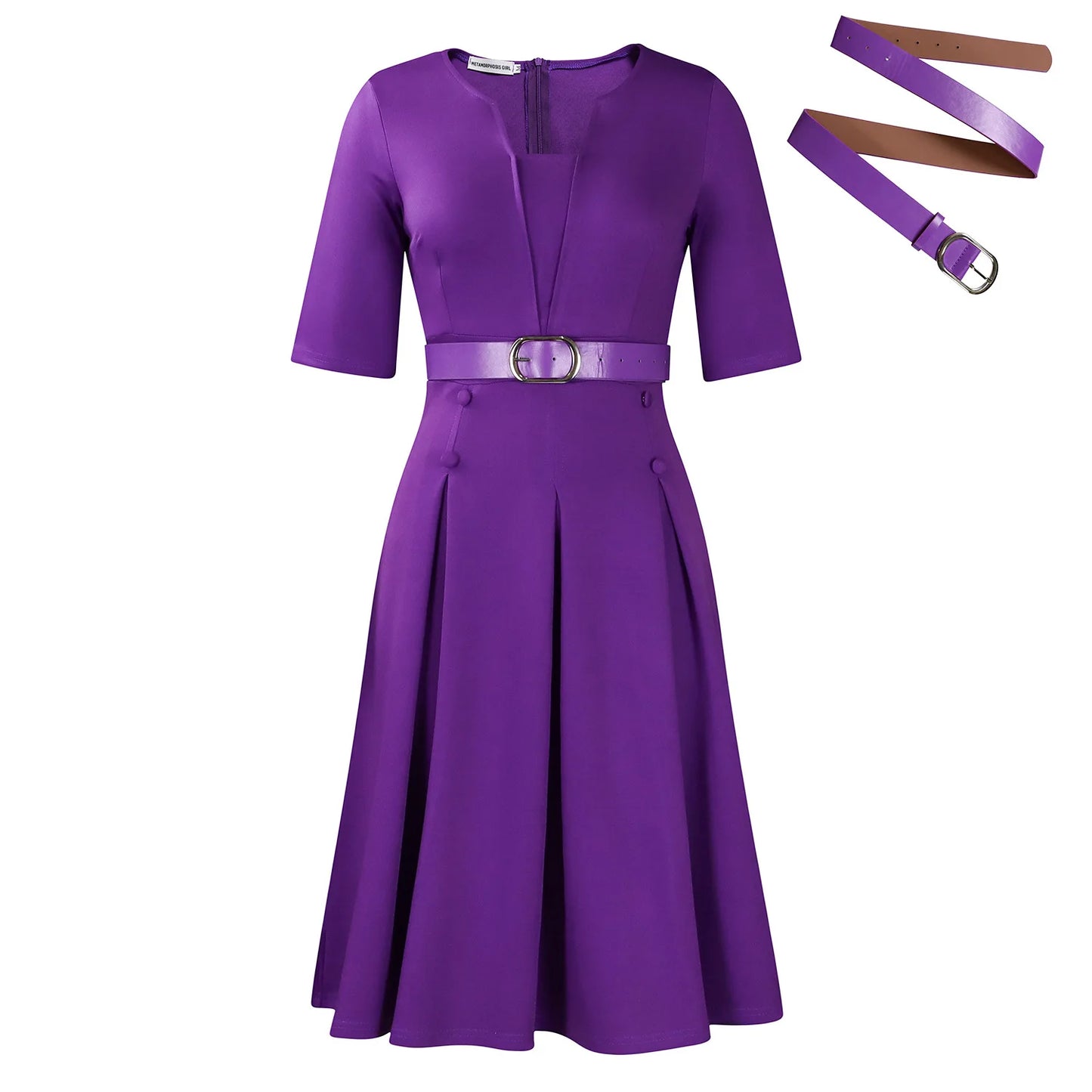 Women's Autumn Fashion Elegant Solid Color Five-quarter Sleeve African Dress