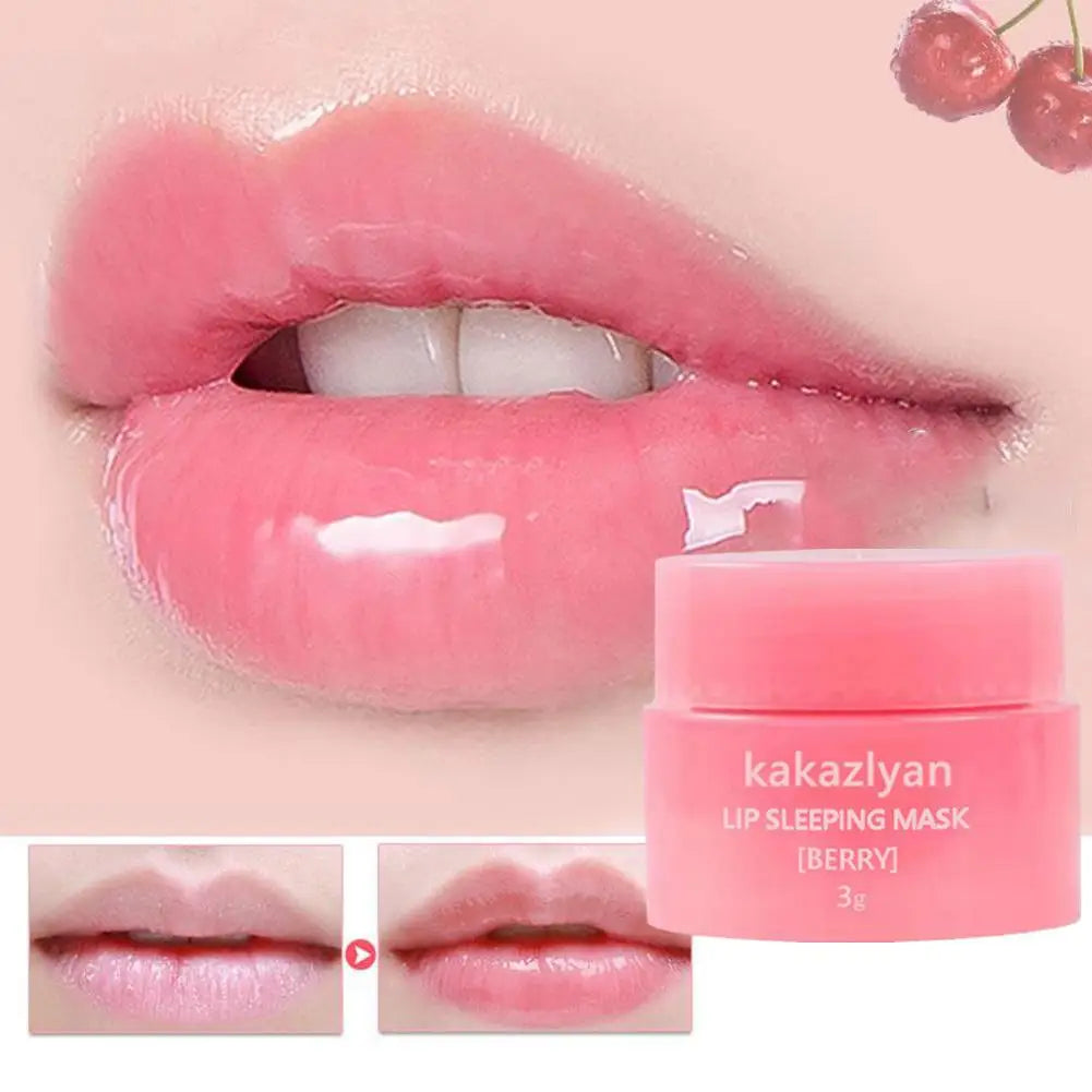 Pack Of 2 Strawberry Lip Balm Moisturizing Jelly Lip Mask Anti-Cracking Fades Lips Lines Nourishing Lipsticks Base Lip Skin Care