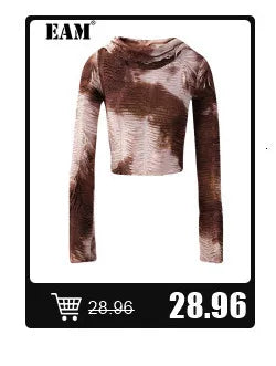 [EAM] Black Printed Back Zipper Sweatshirt New Round Neck Long Sleeve Women Big Size Fashion Tide Spring Autumn 2026 1DJ0624