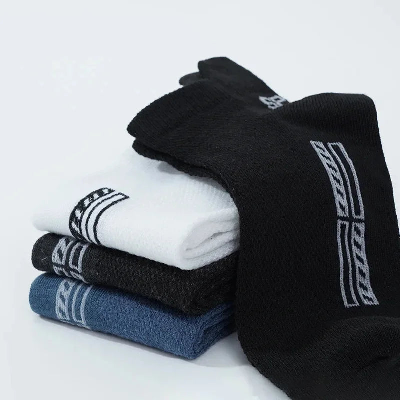 3Pairs Organic Cotton Men Socks Ankle Breathable Mesh Sports Sock Casual Athletic Summer Thin Short Sokken Plus Size EU36-44