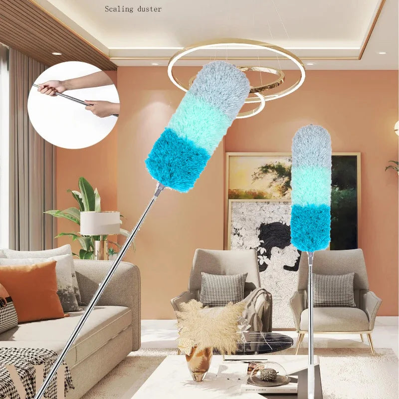 Telescopic Duster – Microfiber, Ceiling Cleaning, Extendable Handle, Multi-Head Replacement, No Climbing Needed