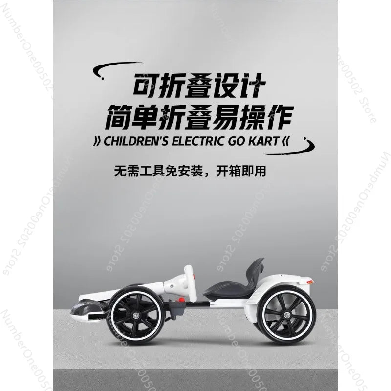 Children's electric kart electric four-wheeler foldable adults can sit in a portable children's car