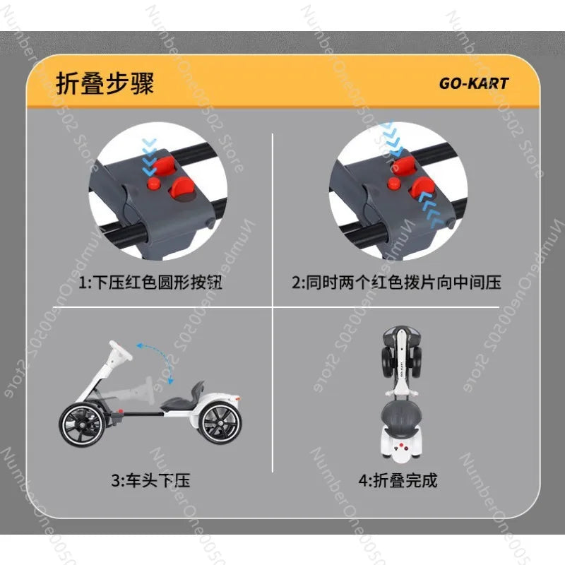 Children's electric kart electric four-wheeler foldable adults can sit in a portable children's car