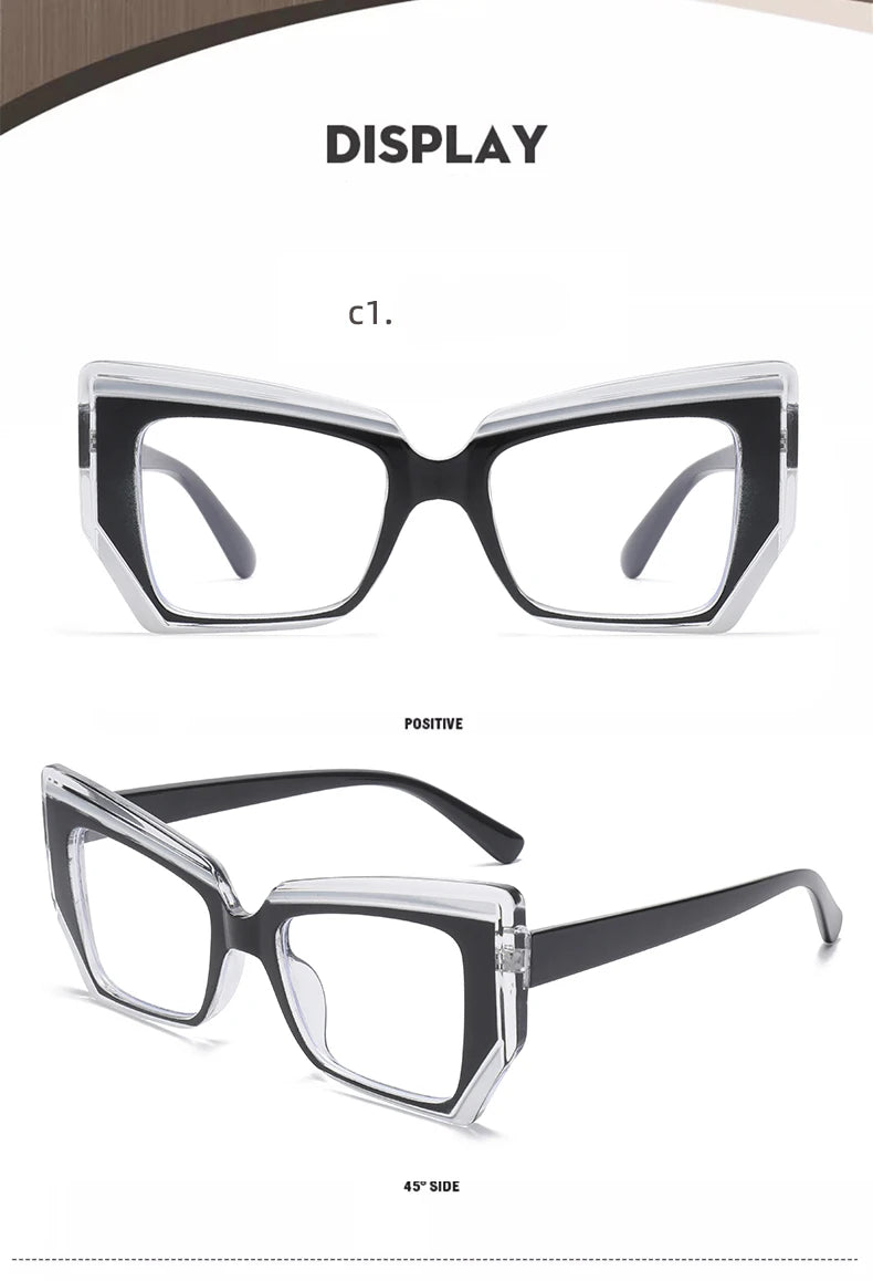 Cat Eye Anti Blue Light Glasses Women Trendy Polygonal Vintage Luxury Design Eyeglasses Ladies Fashion Irregular Square Eyewear
