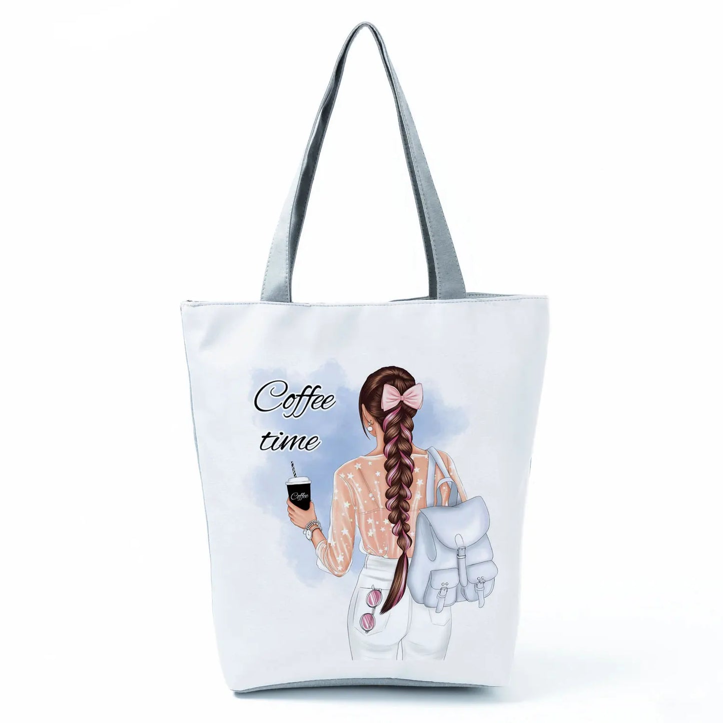 Golden Afro Woman Printed Handbags Pretty Fashion Shoulder Bag Eco Portable Shopping Bag High Capacity Beach Bag Practical Tote