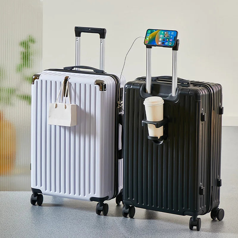 Large Capacity Medium Travel Luggage Bag 20-26 Inch Rolling Bag with Cup Holder And Phone Stand for Easy Carry-On Travel