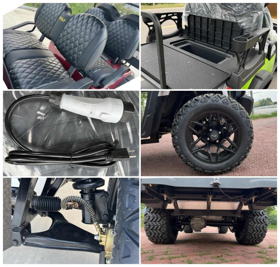 China New 4+2 6 Seat Electric Car Low Speed Electric Off-Road Vehicle Folding Seat Electric Golf Cart With 60V 72V Battery