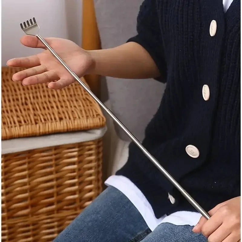 Stainless Steel Retractable Back Scratcher - Extendable Itch Relief Tool with Non-Ticking Scratching Artifact, Portable Back Rak