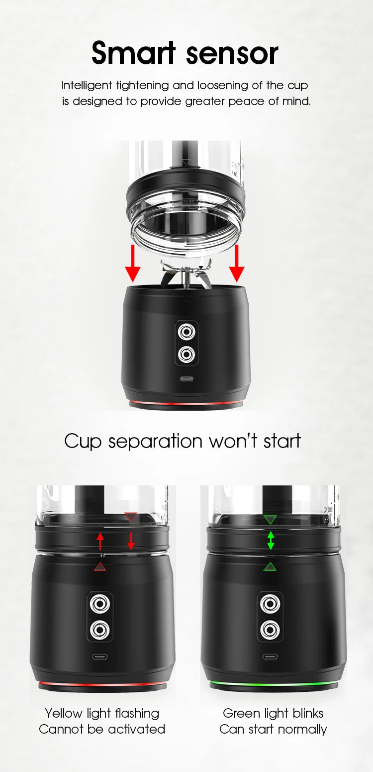 Portable Electric Juicer 700ML USB Rechargeable Fruit Milkshake Smoothie Mini Blender for kitchen travel Outdoor Camping Picnic.