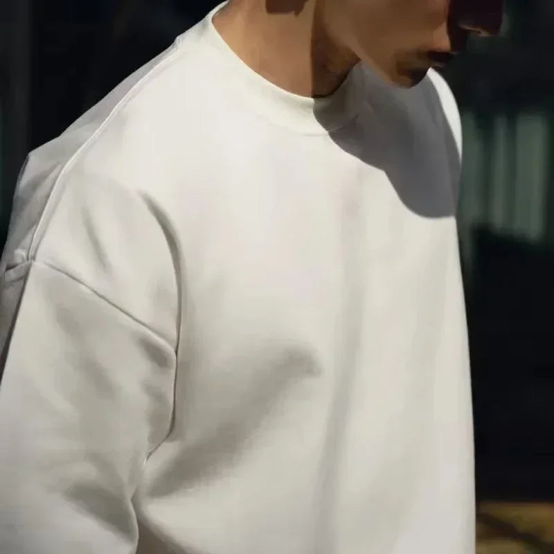 Cotton Mens Blank T-Shirt White Oversized Retro Solid Color T-Shirt Large Size Mens Womens Fashion Short Sleeve Mens T-Shirt