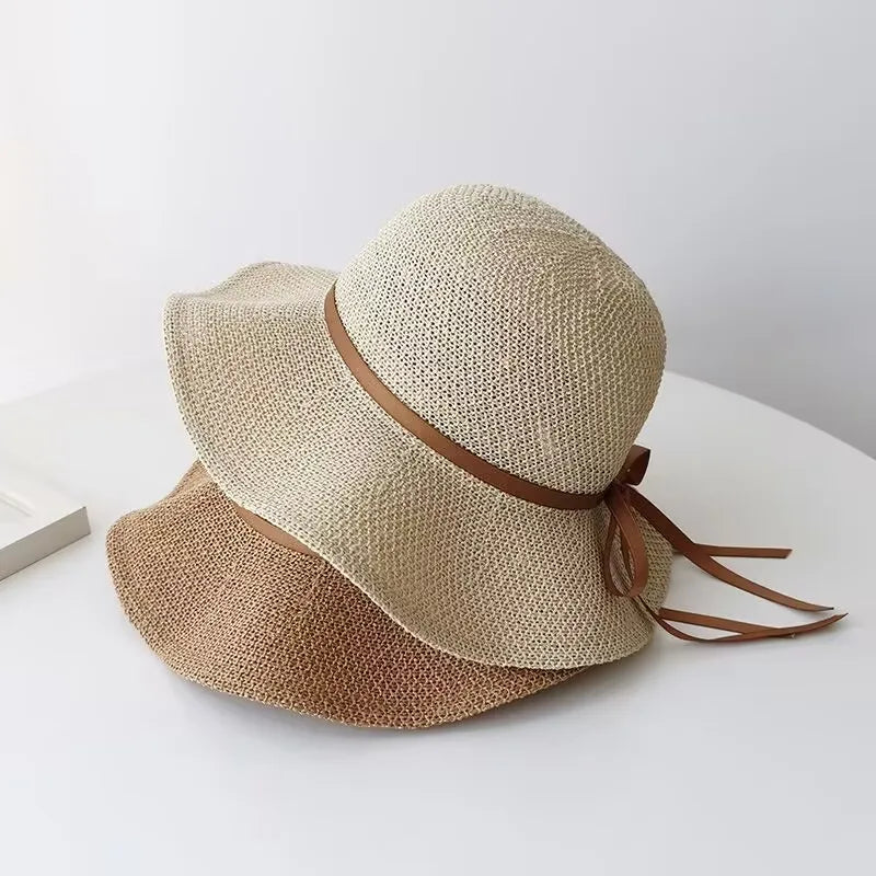 Summer Hat Women's Sunscreen Hat Sun Hat Mesh Breathable Sun Hat Bow Fisherman Hat Outdoor Travel Basin Hat