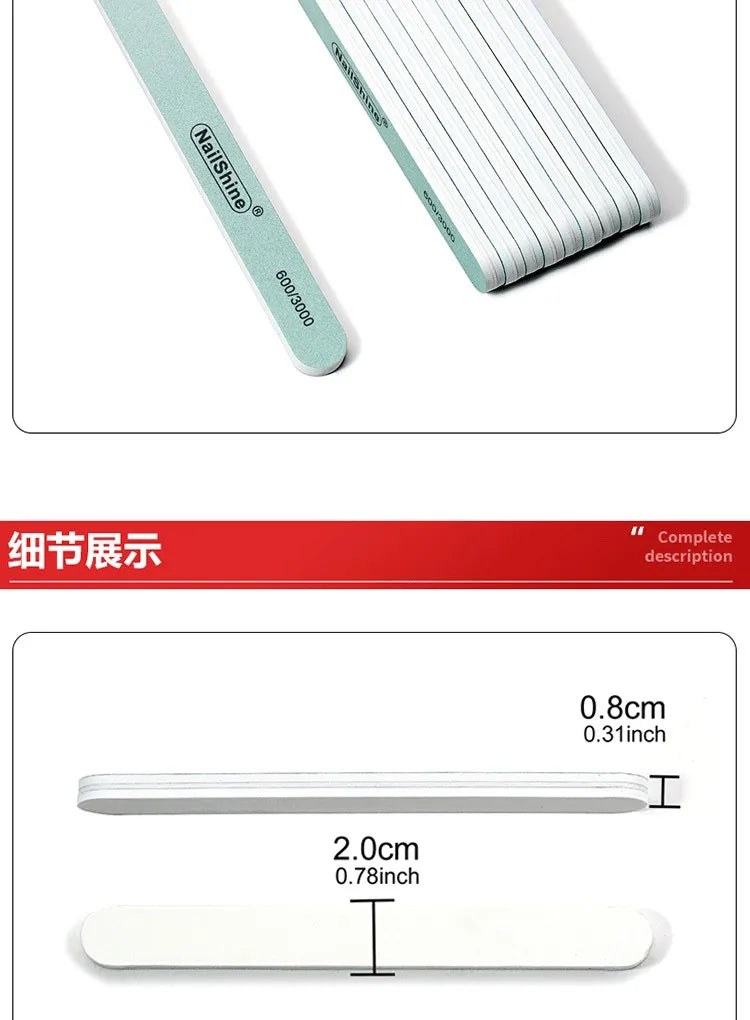 Nail File 600/3000 Grit Wooden Nail File, Professional Washable Doubled Sides Nail File Kit for Natural Acrylic Nails Coarse