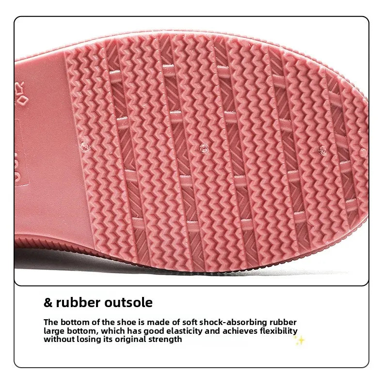 Women's High-Top Rain Boots Spring Autumn Waterproof Slip-Resistant Long Tube Shoes for Outdoor Work PVC Material Knee-High
