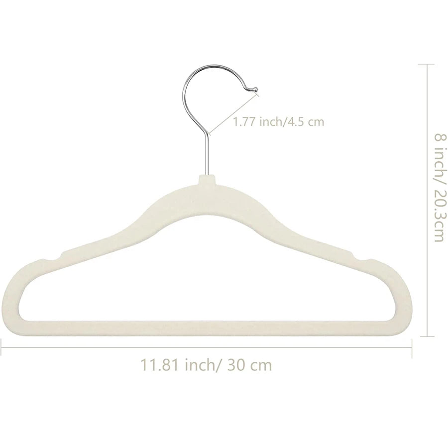 Pack of 10-Children's Velvet Non-Slip Hanger, Slim and Space Saving - 360° Swivel Hooks,Durable Junior Hanger